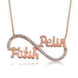 Personalized Infinity Name Necklace - Rose Gold Tone Zirconia