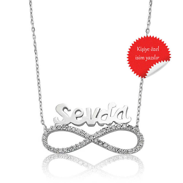 Personalized Infinity Name Necklace - Silver-Tone with Cubic Zirconia