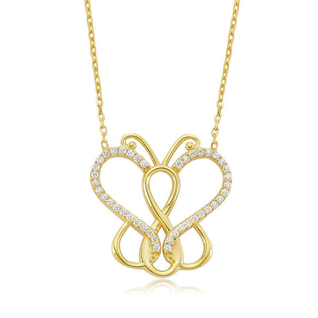 Necklace - Gold-Tone Zircon Butterfly Infinity Pendant