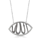 Sterling Silver Zirconia Allah Calligraphy Pendant Necklace