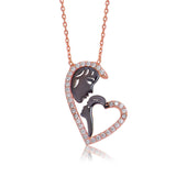 Necklace - Rose Gold Plated Sterling Silver Mother Child Heart