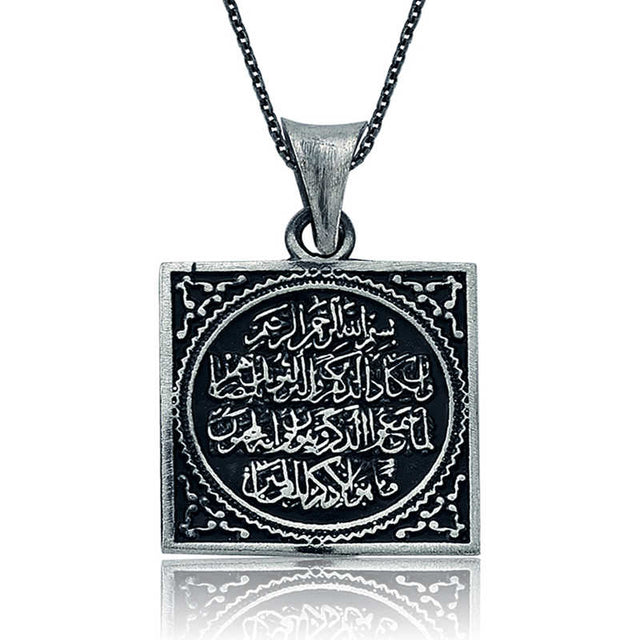 Necklace - Silver-Tone Islamic Calligraphy Nazar Duasi Pendant