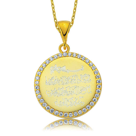 Necklace - Gold-Tone Plated Silver & CZ Protective Amulet