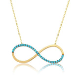 Infinity Necklace - Gold-Tone with Turquoise Stones
