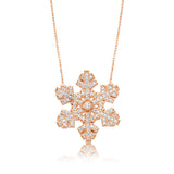 Necklace - Rose Gold Plated Sparkling Snowflake Pendant