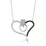 Necklace - Sterling Silver Two-Tone Heart Solitaire Ring Pendant