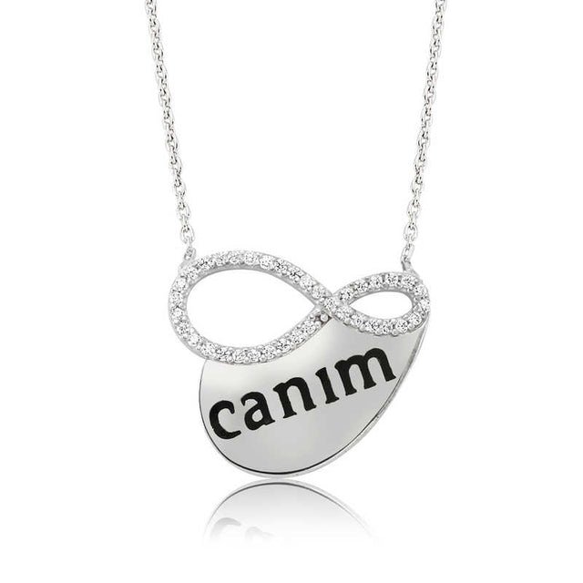 Infinity Necklace - Sterling Silver 'Canim' Pendant & Zirconia