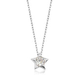 Sterling Silver - Dainty Star Solitaire Pendant Necklace