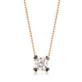 Solitaire Necklace - Rose Gold Plated Silver with Heart Prongs