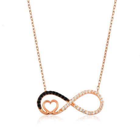 Necklace - Rose Gold Plated Sterling Silver Two-Tone Infinity & Heart