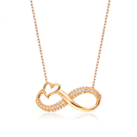 Rose Gold Plated Infinity Heart Necklace - Dainty Cubic Zirconia