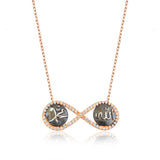 Sterling Silver Infinity Necklace - Rose Gold-Tone Allah Muhammad Calligraphy
