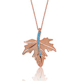 Necklace - Rose Gold Plated Sterling Silver Leaf with Turquoise