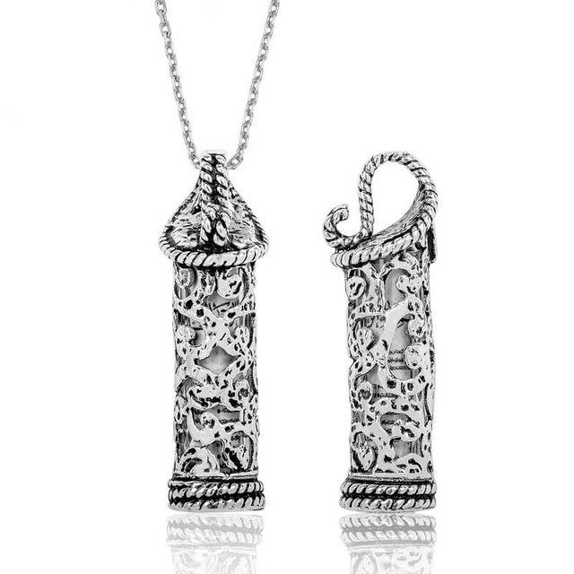 Sterling Silver Ornate Cevsen Amulet Pendant Necklace