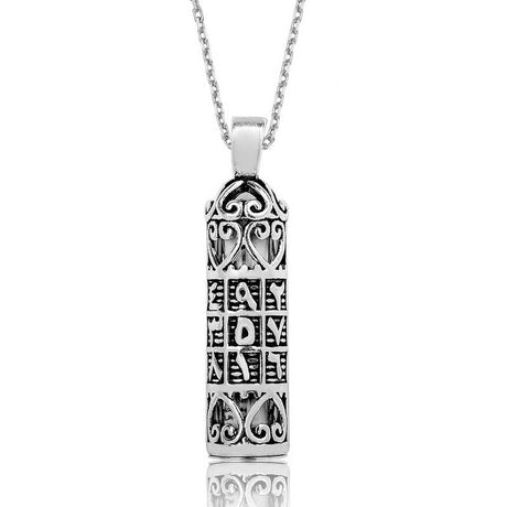 Sterling Silver Symbolic Amulet Necklace - Intricate Filigree Design