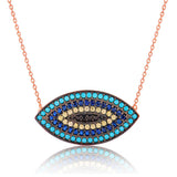 Necklace - Rose Gold Tone Multi-Stone Evil Eye Protection Pendant