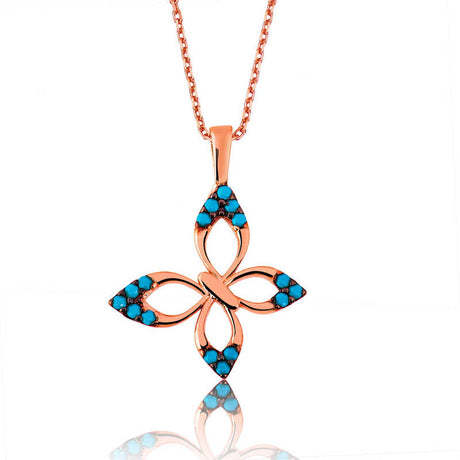Necklace - Dainty Rose Gold Plated Turquoise Butterfly