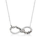 Sterling Silver Infinity 'Annem Benim' Cubic Zirconia Necklace