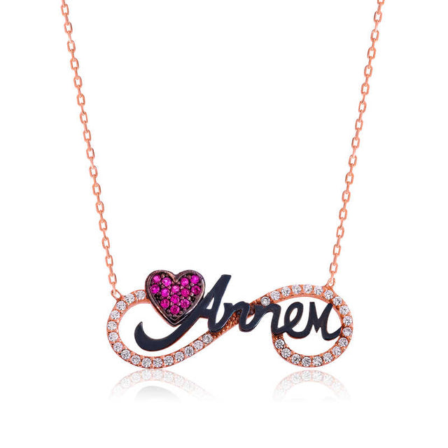 Rose Gold Plated Sterling Silver "Annem" Infinity Heart Necklace