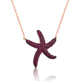 Rose Gold Plated Starfish Necklace - Dazzling Pink Stone Pendant
