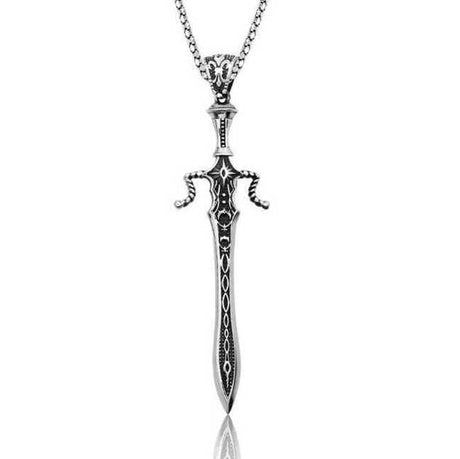Necklace - Sterling Silver Intricate Sword Pendant