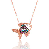 Necklace - Rose Gold Plated Sterling Silver Whimsical Fish