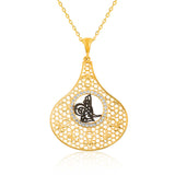 Gold-Plated Tugra Emblem Filigree Necklace with Sparkling Stones