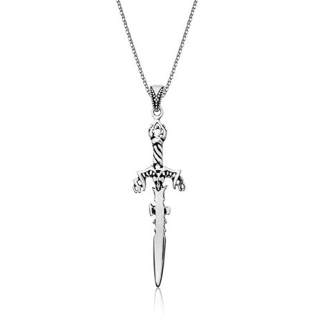 Men's Necklace - Sterling Silver Gothic Sword Dagger Pendant