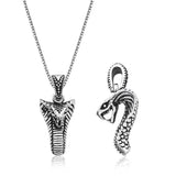 Sterling Silver Cobra Snake Pendant Necklace - Edgy Animal Design