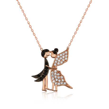 Necklace - Rose Gold Plated Sterling Silver Couple Butterfly Pendant