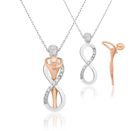 Sterling Silver Rose Gold Plated Infinity Couple Love Necklace