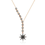 Rose Gold-Tone Zirconia Lariat Necklace - Dainty Star Pendant