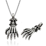 Sterling Silver Skeleton Hand Necklace - Gothic Skull Design