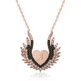 Rose Gold Plated Sterling Silver Angel Wing 'A' Initial Necklace