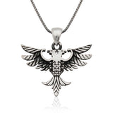 Sterling Silver Double-Headed Eagle Pendant Necklace - Symbolic Heritage