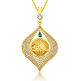 Gold-Tone Tughra Statement Necklace - Cubic Zirconia & Emerald-Tone
