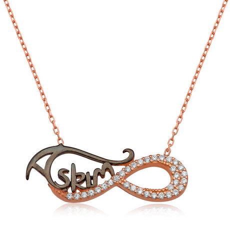 Infinity 'Askim' Script Necklace - Rose Gold-Tone & Zirconia