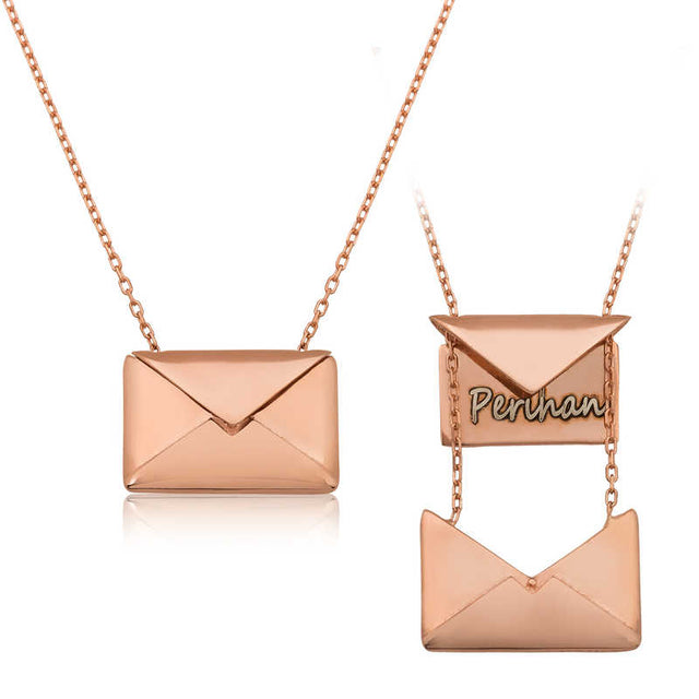 Personalized Envelope Necklace - Rose Gold Tone Secret Message Pendant