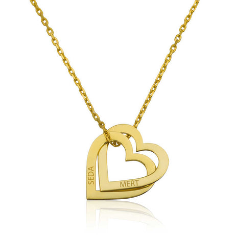 Gold-Plated Silver Personalized Interlocking Hearts Necklace
