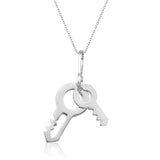 Sterling Silver Interlocking Keys Necklace - Symbolic Design