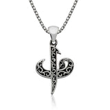 Sterling Silver Elif Vav Calligraphy Pendant Necklace for Men