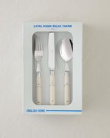 Professional Grade Stainless Steel 18 Piece Flatware Set   Cream Handle Design