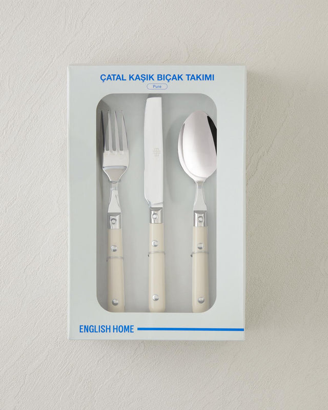 Professional Grade Stainless Steel 18 Piece Flatware Set   Cream Handle Design