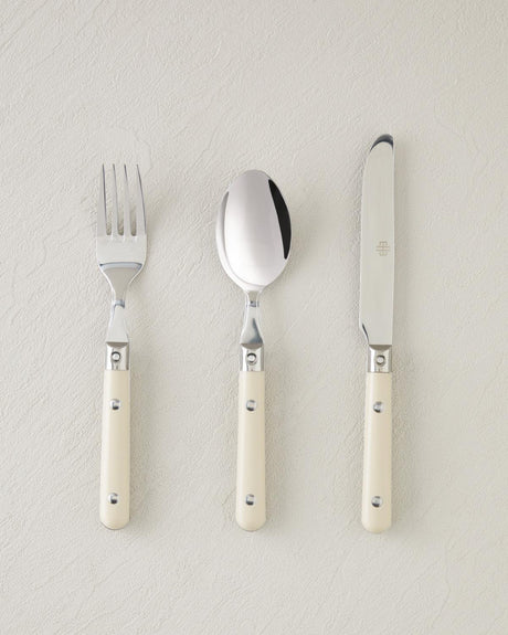 Professional Grade Stainless Steel 18 Piece Flatware Set   Cream Handle Design