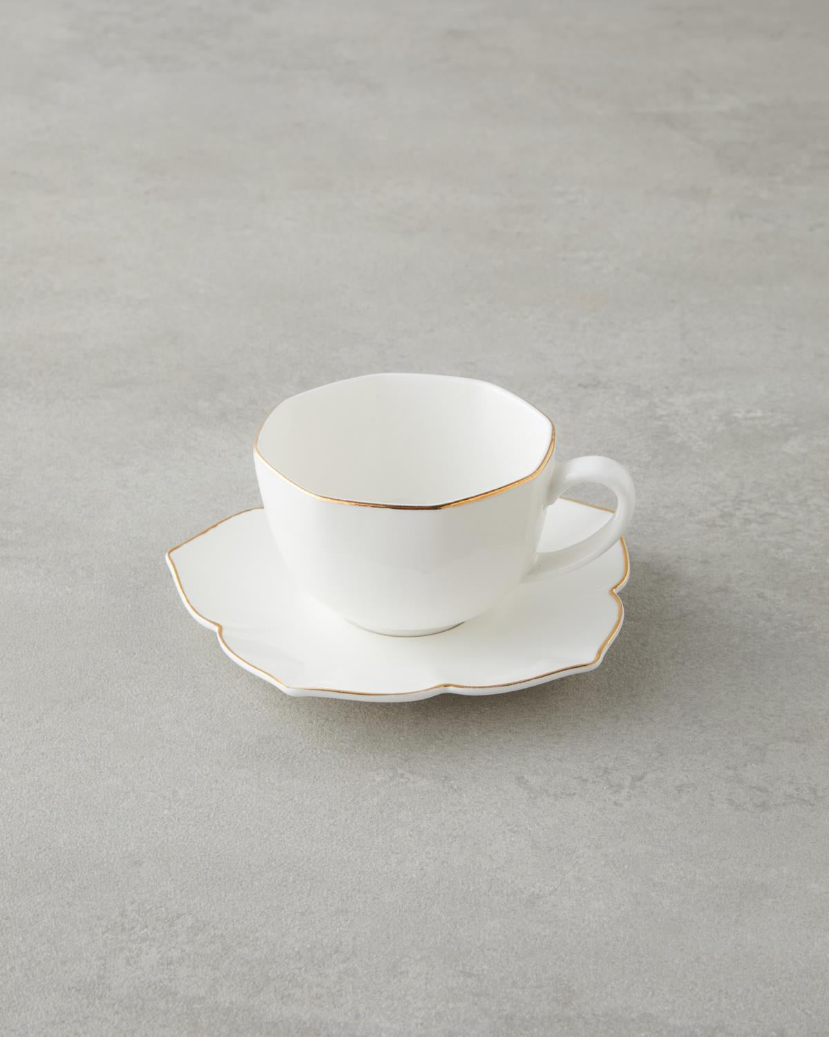 Professional Grade New Bone China Coffee Cup Set   2 Person 4 Piece White Gold