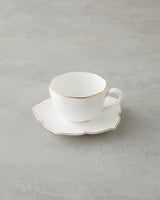 Professional Grade New Bone China Coffee Cup Set   2 Person 4 Piece White Gold