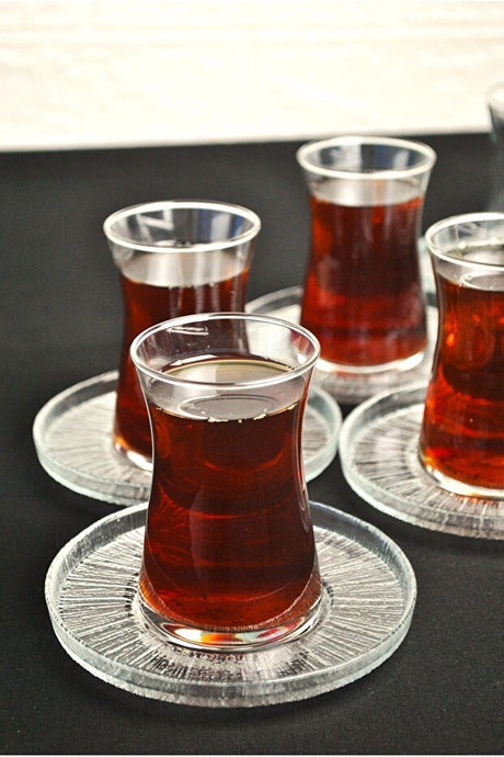 Purelegant Pasabahce Heybeli Turkish Tea Glass & Rexy Saucer Set - 12 Piece Professional Collection - TryAladdin