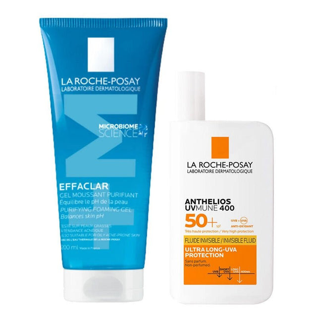 Purifying Gel Cleanser & SPF 50+ Sun Fluid Set for Oily, Irregular Skin - TryAladdin