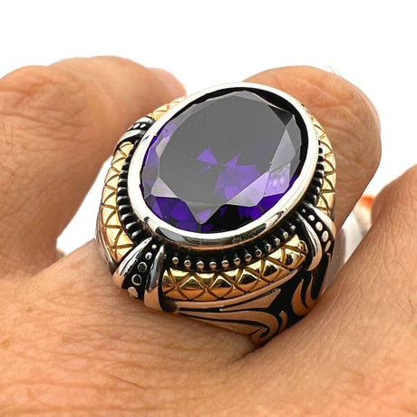 Purple Amethyst Stone Handmade Silver Ring