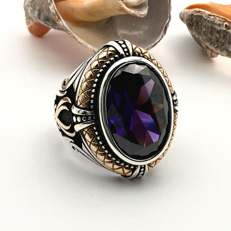 Purple Amethyst Stone Handmade Silver Ring